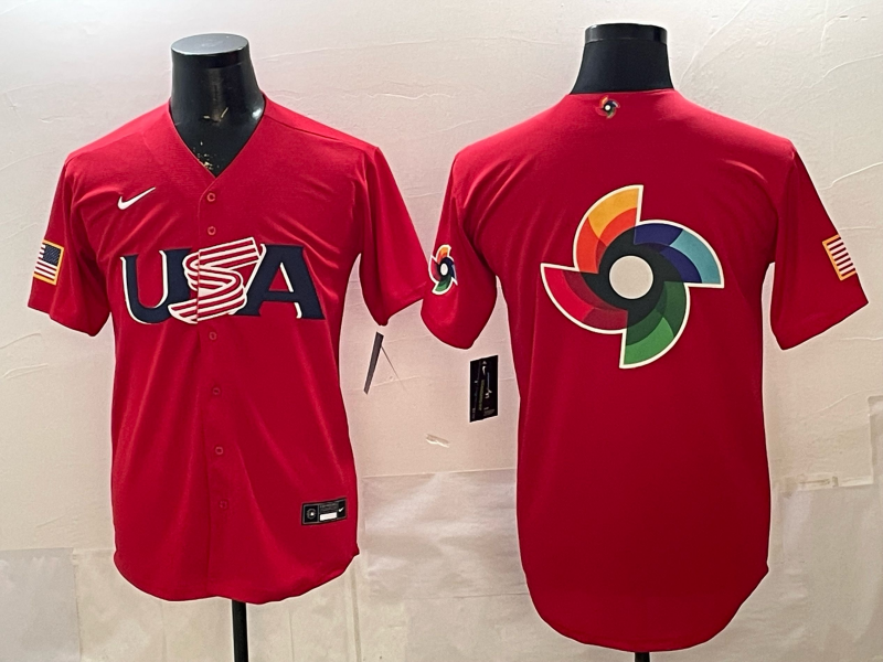 Men 2026 World Cub USA blank red Nike MLB Jersey 009